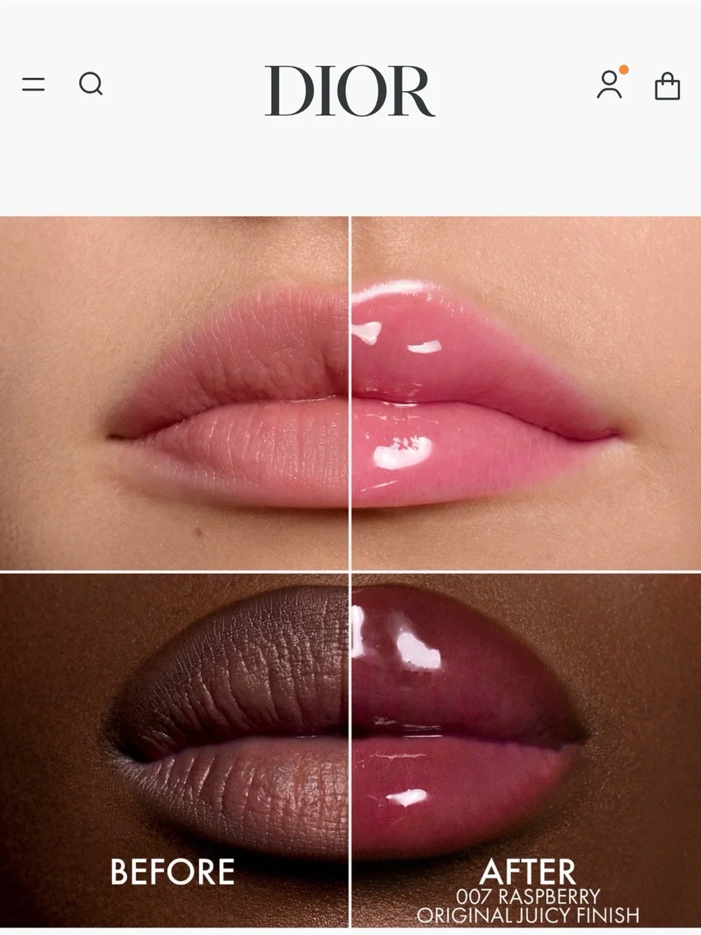 Set of 2: Dior Lip Glow Oil - 007 Raspberry